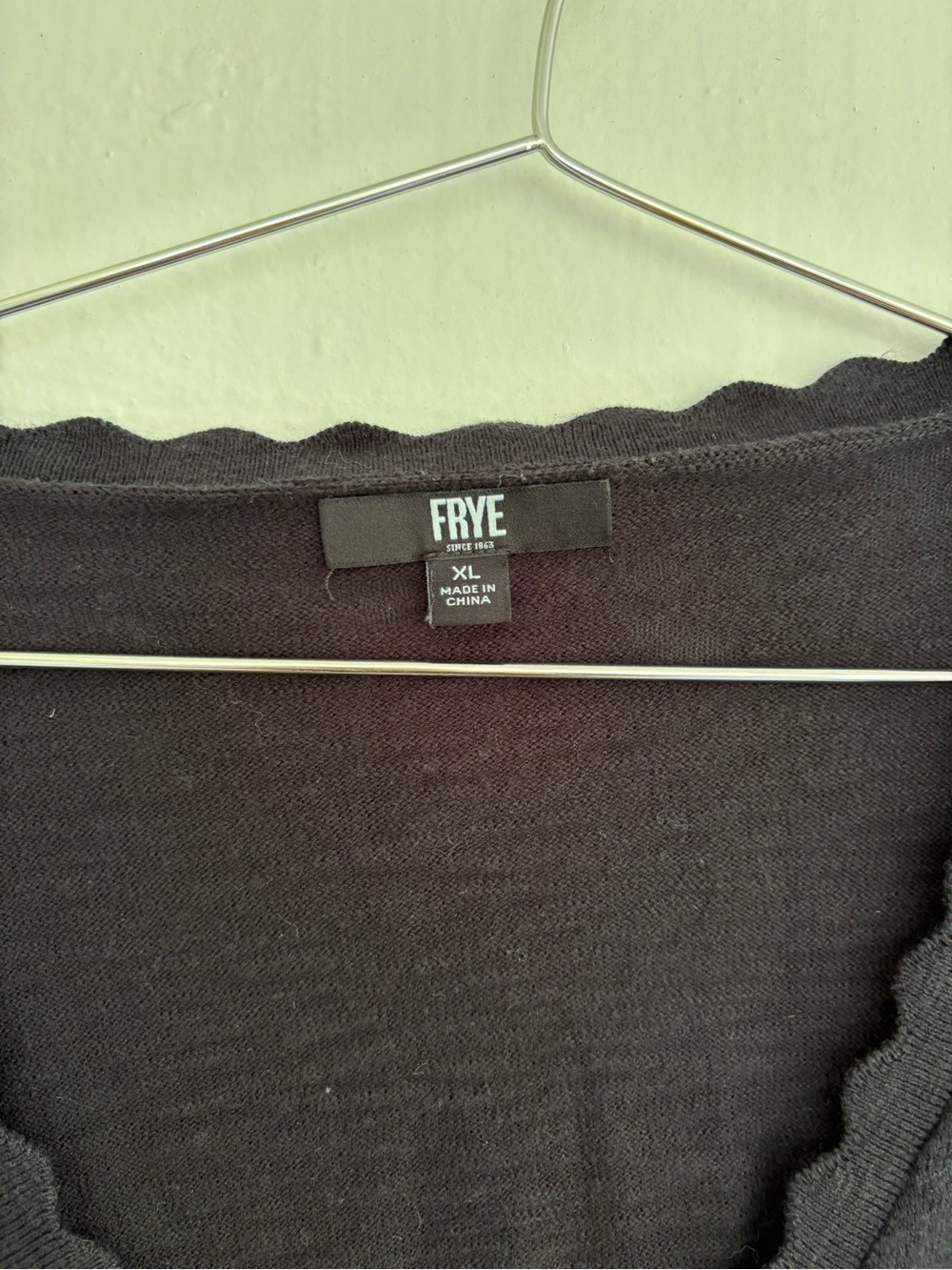 Frye XL Black Pointelle Knit Button Front Cotton Cardigan Sweater Coquette - Picture 5 of 5